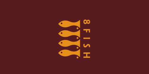8 Fish logo which makes clever use of negative space
